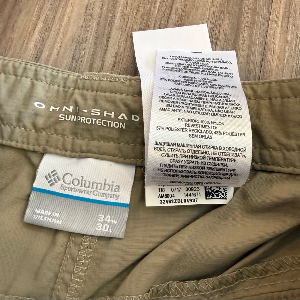 Columbia Omni-Shade Convertible Men's Light Tan Cargo Pants Sun Protect - Picture 10 of 13
